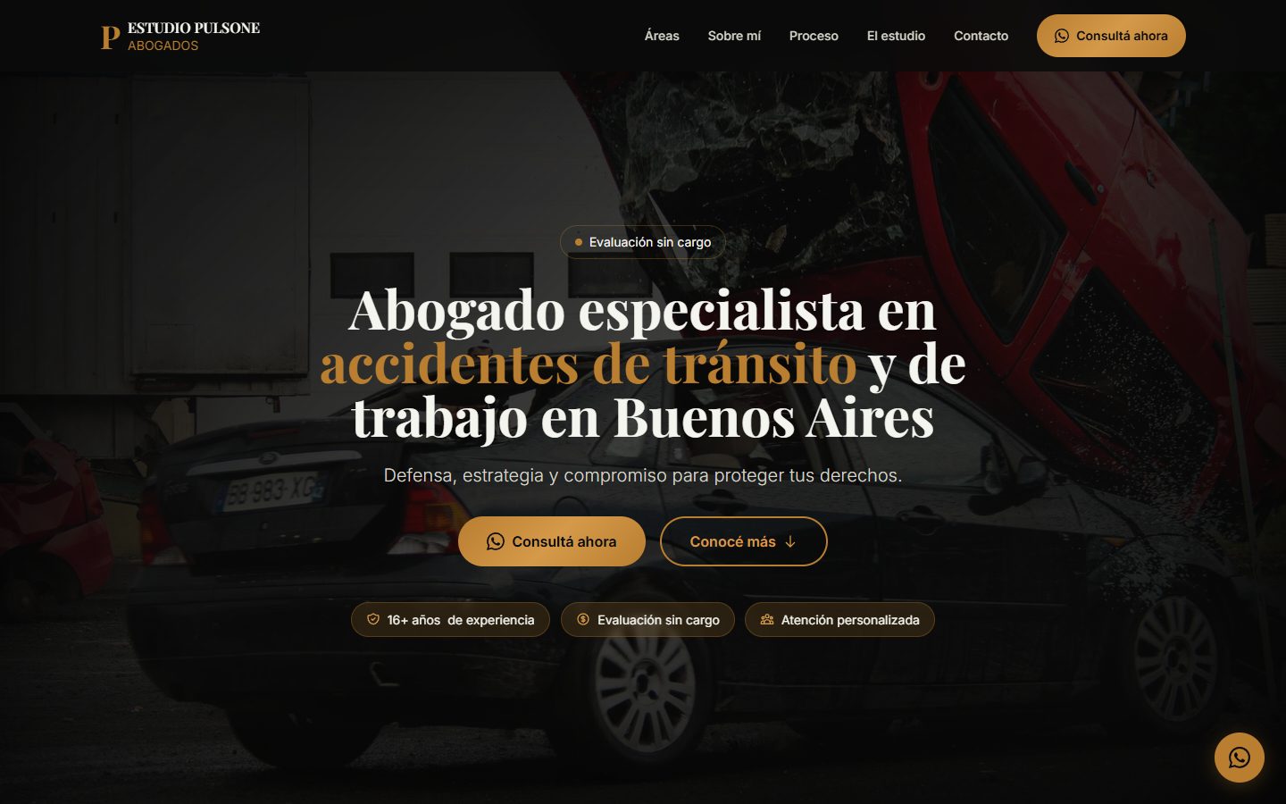 Prototipo en desarrollo: Estudio Pulsone, abogado en accidentes de tránsito y ART