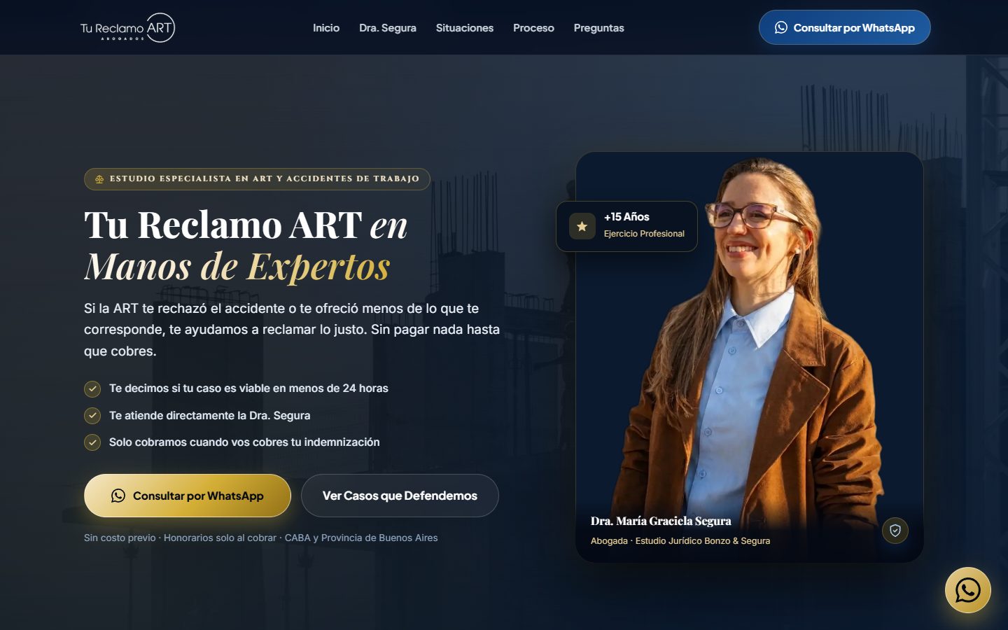 Prototipo en desarrollo: Tu Reclamo ART, abogados especialistas en accidentes laborales